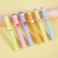 Ensemble de surligneurs mignons anti-stress à tête souple, mini, à pointe oblique rotative, en ABS+PP, 6 couleurs, pour journal d'enfant, cadeau