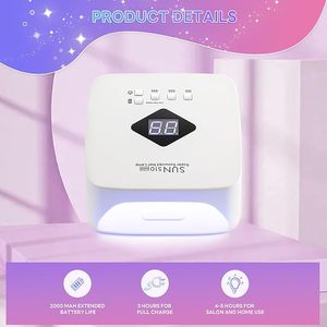 Lámpara UV Recargable para Uñas de Gel, 3 Modos de Temporizador, Secador Portátil Profesional de 120W, Secador de Uñas LED Inalámbrico - Product Image 3