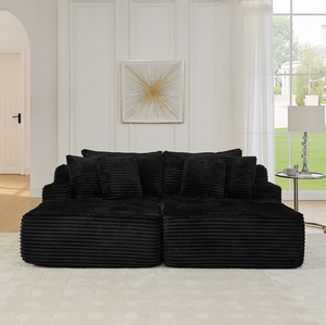 Canapé convertible deux places moderne pour appartement, fauteuil de salon compressé, aucun assemblage requis, en tissu velours côtelé - Product Image 1