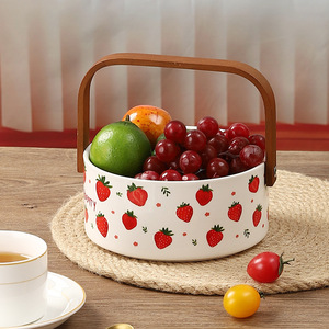 Cesta de Frutas de Cerámica Mystic Arts con Asa de 12 cm, Diseño Fresco y Bonito para Almacenamiento en la Cocina del Hogar - Product Image 1