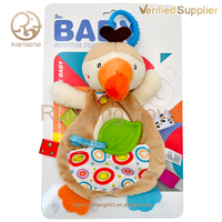 Petite taille en peluche dessin animé couverture de sécurité mignon confortable Animal anneau de dentition avec papier sonore rubans colorés doux pour jouer
