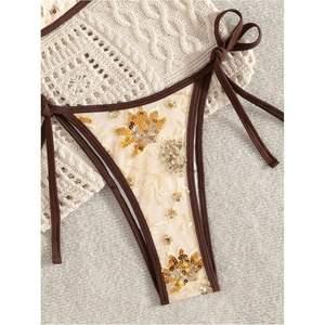 ชุดบิกินี่ผู้หญิงแบบเซ็กซี่ประดับเลื่อม สายผูกคอ ชุดว่ายน้ำสองชิ้น สไตล์โบฮีเมียน ผ้าสแปนเด็กซ์ - Product Image 5