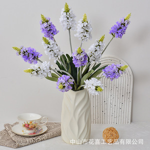 Fleurs artificielles de lavande en soie mélangée, faites à la main, style européen, pour décoration de table de mariage, incassables - Product Image 1