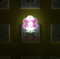 Lampu Tidur Mini LED OEM W075 untuk Kamar Bayi, Lampu Malam Bentuk Pot Bunga Putih Hangat dengan Saklar, Lampu Tidur ABS Lucu untuk Anak-Anak, Hadiah untuk Anak
