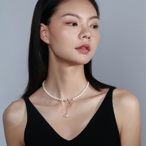 Collar de Perlas de Agua Dulce Estilo Barroco, Nuevo Modelo 2021, para Mujer, Estilo Veraniego Ligero y Lujoso con Cadena para Clavícula - Product Image 4