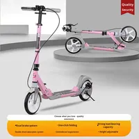 Trottinette à pédales pour enfants, deux roues pliables, roues en PU, hauteur réglable, 6-18 ans, usage extérieur en ville, extension arrière