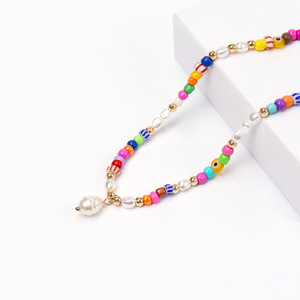 Bphne WholesaleJewelry Trend Women Pendant Dainty <strong>Beaded</strong> <strong>Necklace</strong> Colorful <strong>Necklaces</strong> for Women - Product Image 4