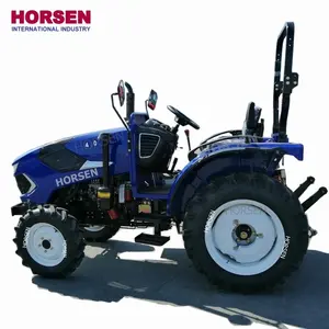 Hot Sale HORSEN Mini 4X4 40hp Traktor Roda Tracktors 4 Roda Mendorong Pertanian Traktor dengan Loader Depan dan backhoe untuk Dijual