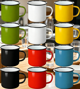 Mug en émail - Grande capacité, mug de camping portable, idéal pour offrir en cadeau, pour les randonnées en famille et les mariages - Product Image 1