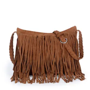 Vintage Fringe Tassel Fringe Leather Hobo Bag Female Bohemian Style Crossbody Suede Tassel Bag