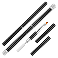 Ensemble de pinceaux professionnels pour gel à ongles à double embout en silicone avec manche en bois, étiquette privée, vente en gros