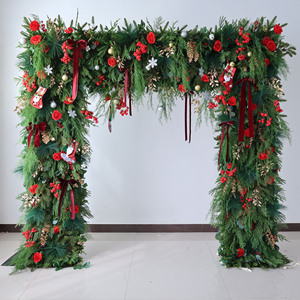 J-170 Arco Cuadrado de Flores de Seda Mixtas Cálidas para Navidad, Fondo de Boda, Arco Floral Artificial para Decoración de Escenario de Boda - Product Image 2