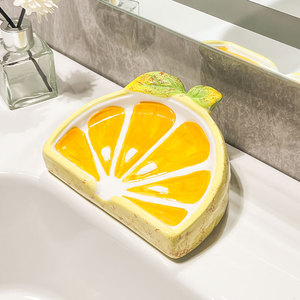 Boîte à <span class=keywords><strong>savon</strong></span> au <span class=keywords><strong>citron</strong></span> en céramique et égouttoir pour fournitures de bain et de toilette - Product Image 3