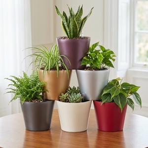 Direct Supplier Elegant Metallic Finish Desktop Self-Watering <b>Plant</b> Pots for Orchids Herbs with Water Gauge - Product Image 2