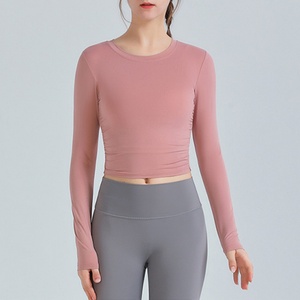 Tops de yoga à manches longues pour femmes sur mesure, vente en gros, chemises de sport pour filles, vêtements de sport pour femmes, vêtements de fitness pour l'équitation, vêtements de sport pour la salle de sport, t-shirt - Product Image 5