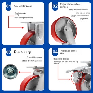 Custom Universal Heavy <strong>Casters</strong> <strong>4</strong> 5 6 8 Inch High Load-bearing Double Bearing Iron Core TPR <strong>Wheel</strong> Large Equipment Shelf - Product Image 4