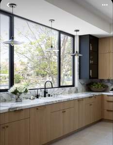 Gabinetes de Cocina Modernos de Lujo, Estilo Shaker, de Roble Blanco Ecológico, Madera Sólida RTA, Encimera de Mármol Acanalado para Apartamento - Product Image 2