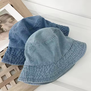 Wholesale Silk Screen Printed Wide Brim Denim Bucket <b>Hat</b> Vintage Summer Fishing <b>Hat</b> <b>for</b> Men Women Solid Color Street Hip Hop - Product Image 6
