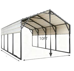 Abri de voiture portable d'extérieur avec structure en acier préfabriqué, toit en tôle de fer, métal traité thermiquement imperméable pour voitures - Product Image 1