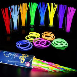 Lot de 100 bâtons lumineux néon de 8 pouces en gros, bracelets LED et lunettes lumineuses pour Halloween, Noël, Nouvel An, cadeaux de fête - Product Image 1