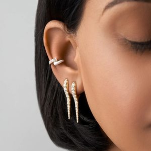 CANNER Pendientes de Aro de Plata de Ley 925 con Zirconia Cúbica y Púas, Estilo Hip Hop de Lujo, Vintage 18K - Product Image 3