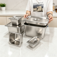 TIANKANG EU-Standard 304 Edelstahl GN-Behälter 1/1 1/2 1/3 1/4 1/6 Größe Kommerzieller Gastronorm-Behälter mit Deckel