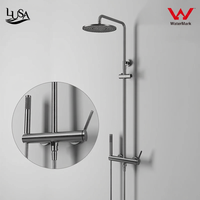 Système de douche pluie mural en laiton certifié WaterMark, finition bronze, avec pommeau de douche en céramique et jet combiné pour hôtel