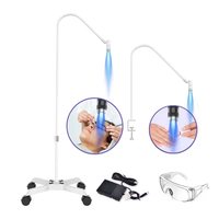 Lampe UV 2-en-1 pour cils avec pédale, base rotative et pince de fixation pour bureau – Séchoir professionnel à lumière UV pour colle à cils et gel à ongles