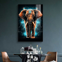 Lukisan Dinding Seni Kristal Porselen Modern Abstrak Bergambar Gajah untuk Dekorasi Latar Belakang Ruang Tamu