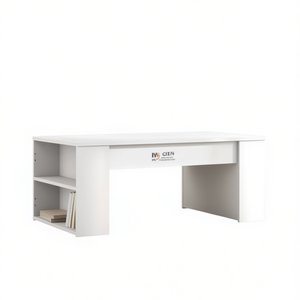 Tavolino da Caffè in Legno Ingegnerizzato Bianco con Vano Portaoggetti, Arredamento Moderno e Minimalista per Soggiorno - Product Image 1