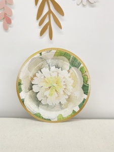 DAMAI Tea Party <b>Tableware</b> Set Green Flower Themed <b>Disposable</b> Plate Paper Cups Napkins for 8 Guests of Spring Party Decorations - Product Image 3