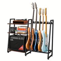 Stand Amp Gitar Multi-Gitar Modern untuk Penggunaan Bengkel, Tiga Lapis, Tidak Lipat, Dapat Disesuaikan, Multifungsi, Bahan MDF+ Logam