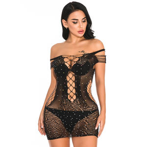 أزياء مثير الملابس الداخلية النساء عصا الحفر أوراق نمط جوفاء من منظور تنورة قصيرة بالجملة ضيق جنسي الملابس الداخلية - Product Image 1