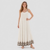 Robe longue bohème pour femme à bretelles spaghetti avec imprimé floral - Robe longue élégante pour la plage en été