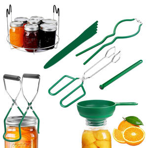 Stainless Steel Jar <b>Tongs</b> Foldable <b>Kitchen</b> Tool For Canning And Steaming With Non Slip Handles Red And Black Design - Product Image 2