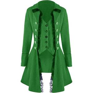 Women's Gothic Victorian <b>Tailcoat</b> Jacket with Lace Trim Medieval Pirate Costume Coat - Product Image 3