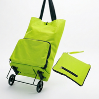 Sac de courses pliable en tissu polyester tout neuf, pratique, avec roulettes et fermeture éclair, taille moyenne