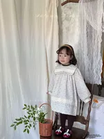 Haute qualité en gros ambre série automne bébé kaki crochet à pois mignon à la mode robe polyvalente