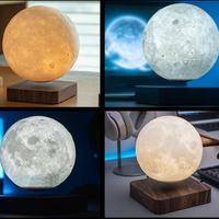 Vente flash 360 °   Lampe lunaire 3D Jupiter en lévitation, contrôle tactile, intensité réglable, base en bois, décoration créative pour la maison, cadeau, veilleuse