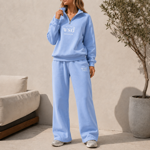 <span class=keywords><strong>Tuta</strong></span> Casual da <span class=keywords><strong>Donna</strong></span> Personalizzata a 2 Pezzi con Mezza Zip e Collo Alto, Felpa Oversize e <span class=keywords><strong>Pantaloni</strong></span> <span class=keywords><strong>Larghi</strong></span> con Logo Stampato Personalizzato - Product Image 2