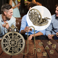 Accessoires de jeu de table : Mini-dés en métal dans une boîte à engrenages creuse pour cadeaux uniques pour les fêtes de gamers, dés de poche D-N-D