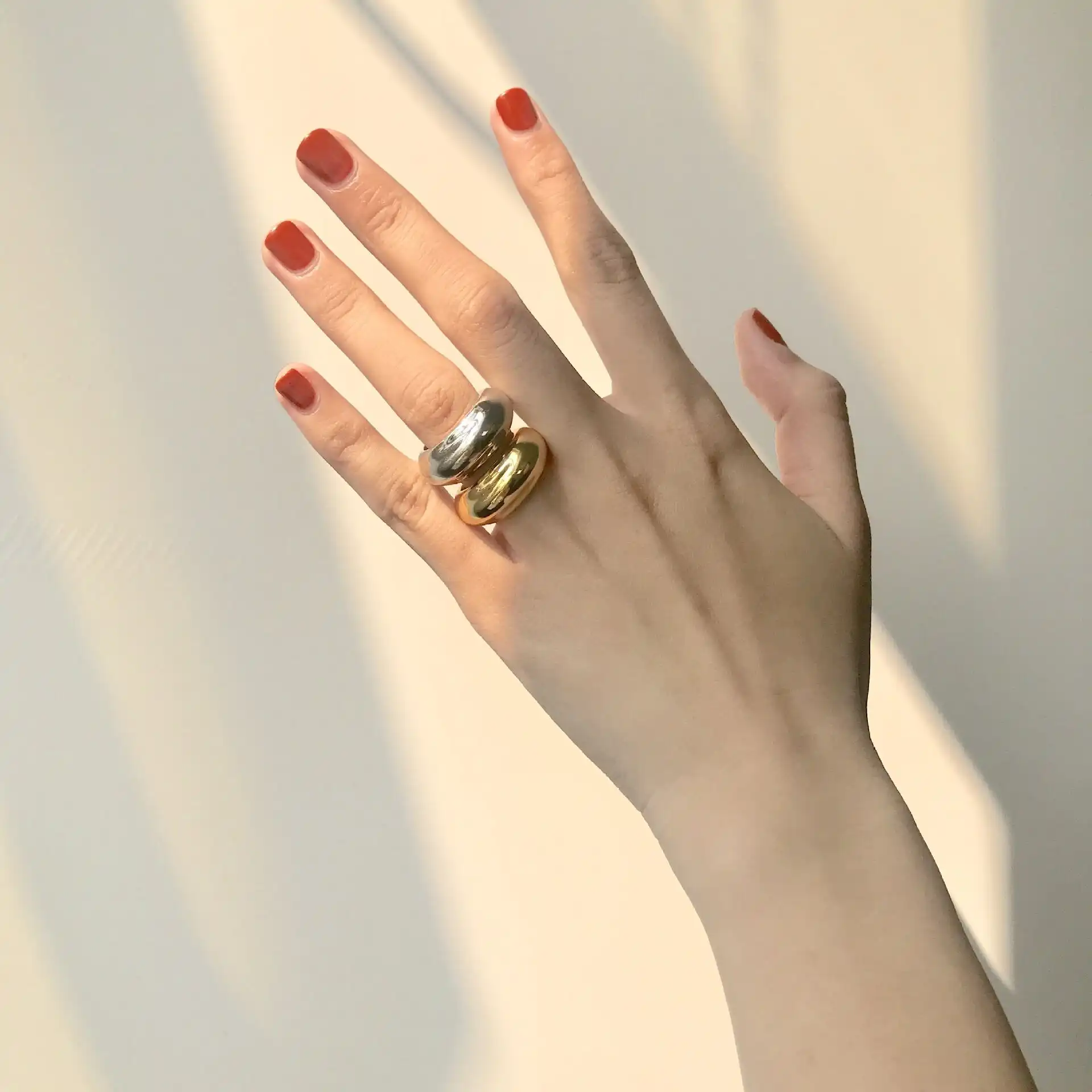 Fashion Dainty Brass Gold Silver Irregular Chunky Ring French Famous Brand Designer Rings for Women