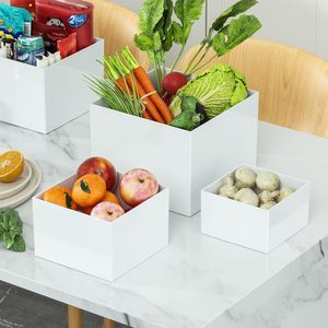 Meilleures ventes : Ensemble <span class=keywords><strong>de</strong></span> présentoirs <span class=keywords><strong>de</strong></span> table en acrylique pour buffet, comprenant des boîtes en acrylique blanc et des cubes noirs, servant <span class=keywords><strong>de</strong></span> boîtes <span class=keywords><strong>de</strong></span> rangement multifonctionnelles pour cosmétiques, figurines et fruits - Product Image 6