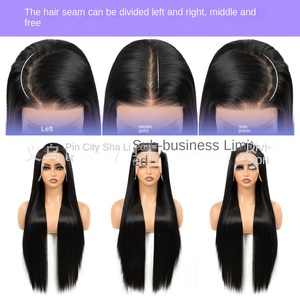 Peruca Feminina de Cabelo Humano Simulado, Ondas Grandes Pretas, Futura13 X 6, Peruca Sem Renda - Product Image 3