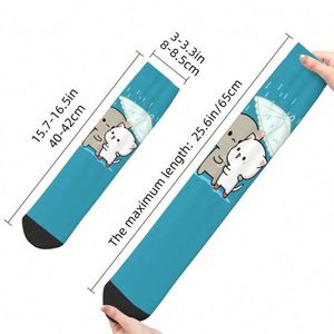 Calcetines personalizados Mochi Cat Peach y Goma para hombre, calcetines unisex geniales para vestir - Product Image 3