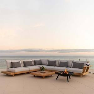 طقم كنب خارجي فاخر على شكل حرف L من خشب الساج عالي الجودة، أثاث حدائق للفنادق والفيلات، كنبة خشبية صلبة لغرفة المعيشة والفناء الخارجي - Product Image 3