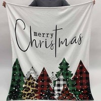 Nouveau design Plaid arbre de noël forêt doux flanelle polaire couverture hiver joyeux noël couverture personnalisée pour décorer la maison canapé