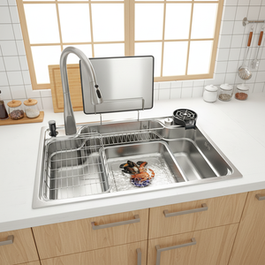 Fregadero <span class=keywords><strong>de</strong></span> <span class=keywords><strong>Cocina</strong></span> Multifuncional <span class=keywords><strong>de</strong></span> Acero Inoxidable 304, 78x48cm, Cuatro Tazones Individuales, Diseño Moderno, <span class=keywords><strong>de</strong></span> una Pieza, Extensible, 5 Años <span class=keywords><strong>de</strong></span> Garantía - Product Image 1
