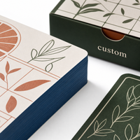 Cartes à jouer publicitaires personnalisées, jeu de 54 cartes, boîte à rabat couleur, pelliculage mat, motifs de dos de carte personnalisés pour restaurant
