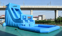 Toboggan aquatique gonflable de grande taille de qualité commerciale personnalisé, piscine d'eau amovible avec souffleur